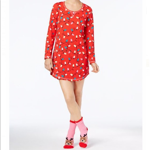 NWT Jennifer Moore Graphic Christmas Lights Sleepshirt and Socks Gift Set - Picture 1 of 5